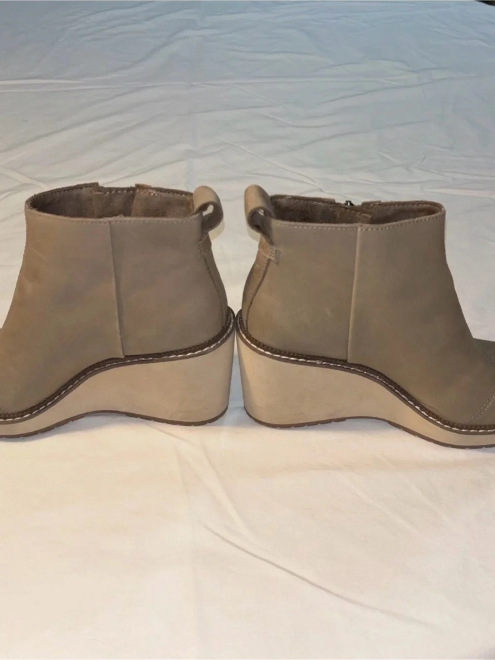 Toms Taupe Wedge Ankle Booties